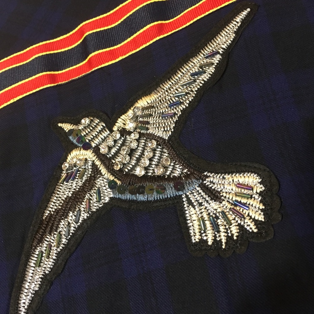 Sam Edelman Plaid Flannel Dress Military Sequin - Picture 4 of 8